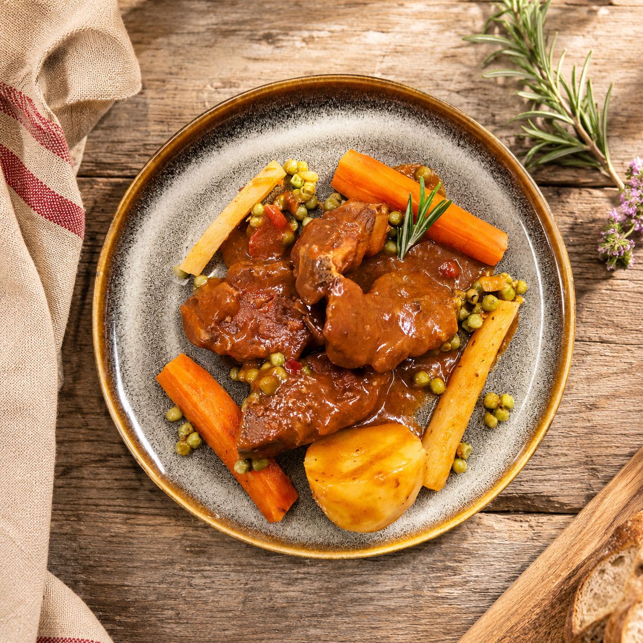 Ragoût d'agneau au thym et au romarin